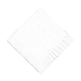 50 Plain Solid Colors Beverage Cocktail Napkins Paper - White