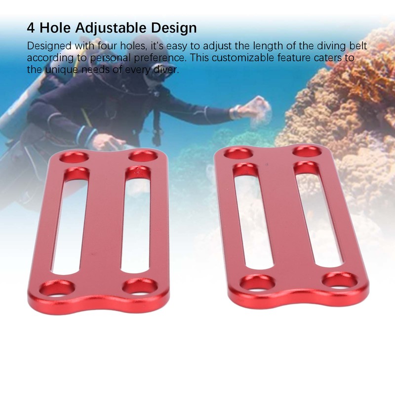 2PCS Weight Belt Keeper Aluminum Alloy 4 Hole Lightweight Dive