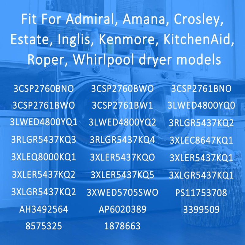 Dryer Front Back Drum Support Roller Shaft kit Replace WPW10359271,