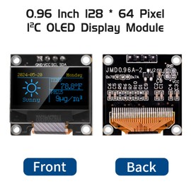 YELUFT 5pcs Pre-Soldered 0.96 Inch I2C IIC OLED Display Module 12864 128x64 Pixel SSD1306 Driver Self-Luminous Display Board with Protective Case for Arduino/Raspberry Pi/ESP32 (Yellow and Blue)