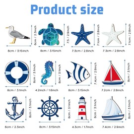 RONMOSNEA 24 Pieces Maritime Pendant Nautical Decoration, Maritime Decoration Set, Maritime Decorative Pendant Set, Starfish Boat Anchor, Lighthouse Fish Coconut Palm for Mini Fishing Net, Wall