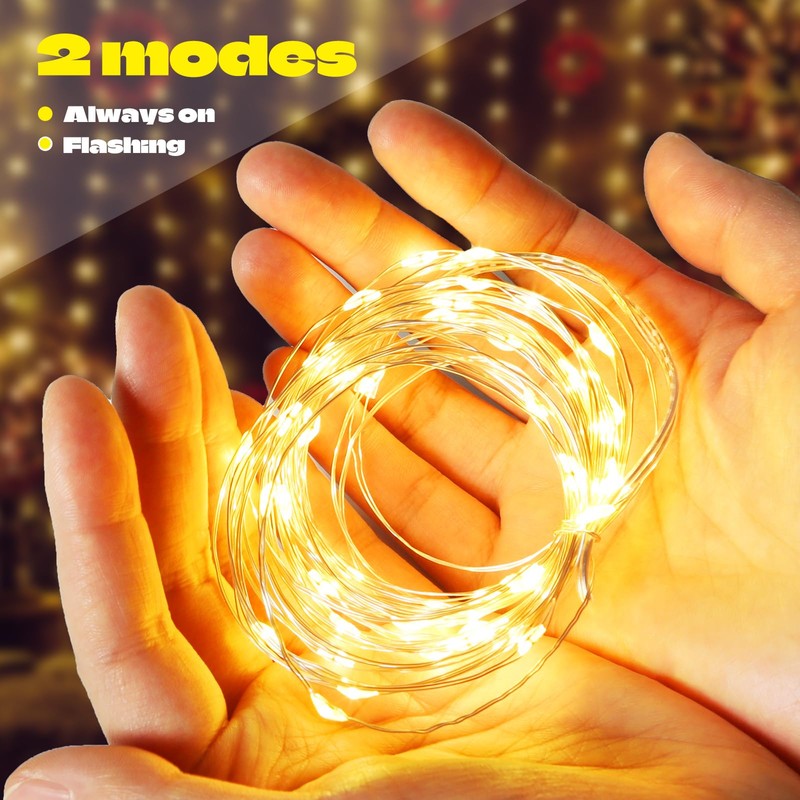 ZXWNAYL 2 Pack LED Copper String Fairy Lights Mini Battery
