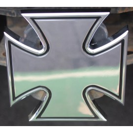 5" Iron Cross Hitch Cover Truck Trailer SUV Metal Shaft 2" & 1 1/4" Receiver