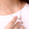 Miaomyao Cubic Zirconia Pink Gold Butterfly Butterfly Stainless Steel Necklace