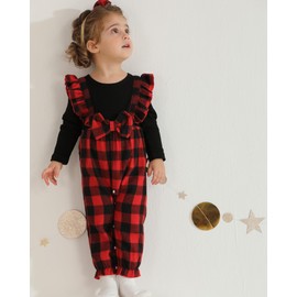 0-3 Months Newborn Baby Girl Clothes Fall Plaid Christmas Outfits Infant Red Long Sleeve Jumpsuit One Piece Romper Infant Baby Girl Winter Clothes