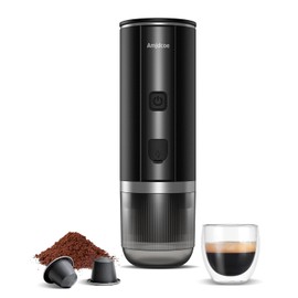 Amjdcoe Portable Espresso Maker, 20 Bar Electric Espresso Machine for Travel, Camping, Rechargeable USB-C Mini Coffee Maker for NS Capsule Pods and Ground Coffee, Matte Black