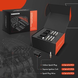 A-Premium 3 Ignition Coils with 6 Wire and 6 Iridium Spark Plugs Compatible with Mitsubishi Montero/Montero Sport 1997-2002 3.0L, Montero Sport 1999-2004 3.5L