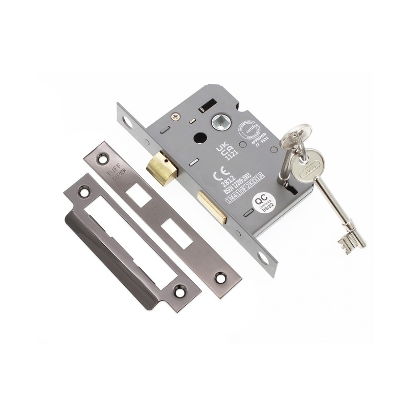 Infinity Decor Fire Rated Black Nickel 3 Lever Mortice Sash