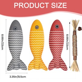 Catnip Toy Pack of 6 - 20 cm Cat Toy Cushion Fish Shape with 3 Wooden Catnip Sticks Cat Dental Care Safety and Tear-Resistant Cat Toy Cat Toys for Cats Playing and Chewing