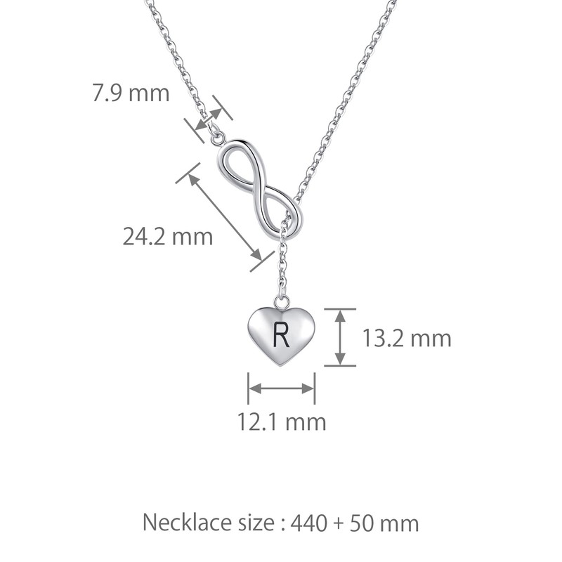 LSxAB Infinity Symbol Heart Intial R Letter Necklace for Women