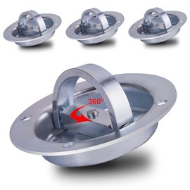 AYMMIC 4 Pack Heavy Duty Rotating Recessed D-Ring Tie-Down Anchor, Swivels 360 Degrees, 6-1/4" Diameter Heavy-Duty Recessed Tie-Down Anchors, WLL1,666 Pounds, Secure Cargo In Semis, Trailers, Flatbeds