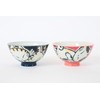 Mino ware Japanese Pottery Pair Rice Bowl Animal Pattern (set