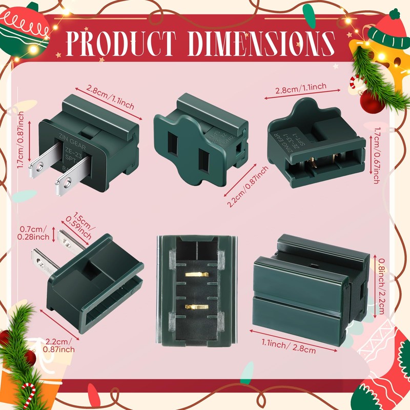 LEIFIDE 15 Pieces Spt-1 Christmas Lighting Outlet Slide on Plugs
