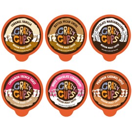 Crazy Cups Flavored Medium Roast Hot or Iced Coffee, Variety Recyclable Pods for Keurig K Cup Brewers, 24 Count