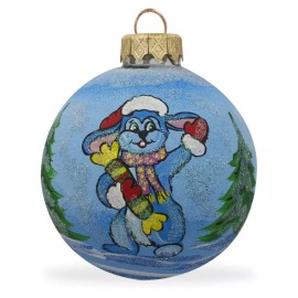 BESTPYSANKY Bunny with Candy Blown Glass Ball Christmas Ornament 3.25 Inches