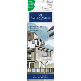 Faber Castell Goldfaber Sketch 164807 Architecture Marker with Brush Tip and Fineliner Tip (Pack of 6)