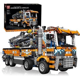 Mould King 19014 Pneumatic Concrete Pump Tow Truck Crane Engineering Car Building Block Kit Toy 2098 Pcs Model