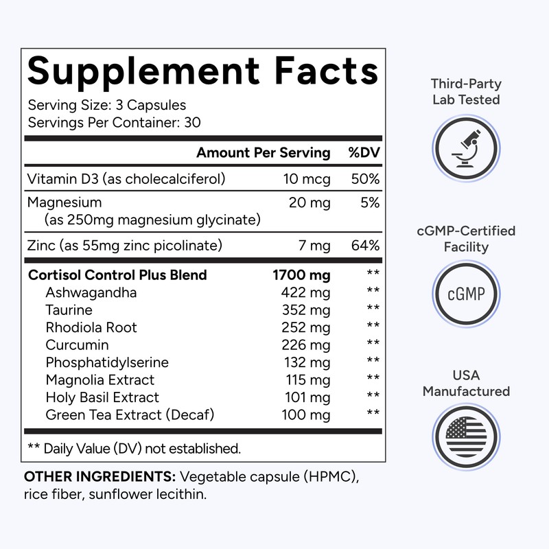 Cortisol Supplement - Cortisol Control Plus Supports Stress Relief, Mood,