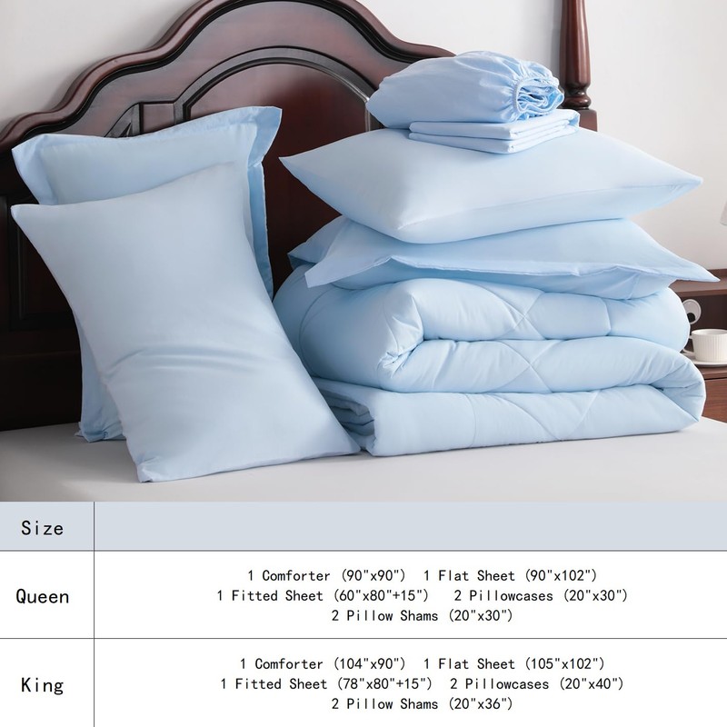 NTBAY Queen Comforter Set with Sheets, 7 Pieces Soft and