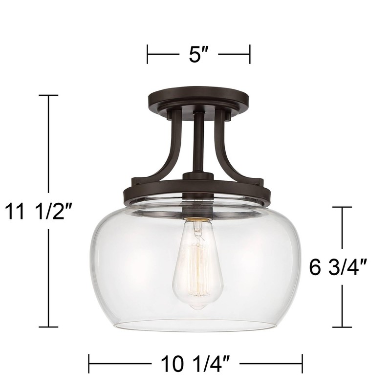 Regency Hill Kristov Industrial Rustic Farmhouse Ceiling Light Semi Flush-Mount