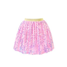 Magic Park 1-12 Y Baby Toddler Girl Tulle Sequin Skirt Kid Girls Tutu Skirts Birthday Holiday Party Solid Color Short Skirt (Pink Skirt, 9-12 Years)