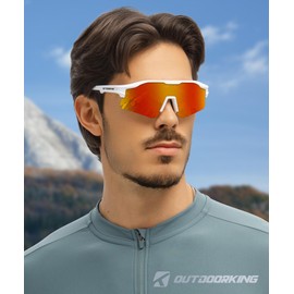 OUTDOORKING Polarized Sports Sunglasses for Men Women Unbreakable Frame Cycling Fishing Wrap Around Sunglasses UV Protection for Fishing Driving Cycling