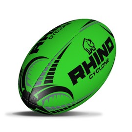 Rhino Cyclone XV Training Rugby Ball, Fluo Green, Size 5
