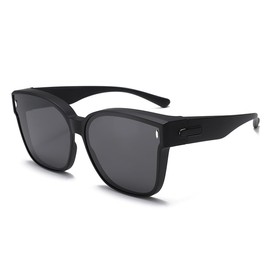 Farrobor Polarised Sunglasses Over Normal Glasses – Over Sunglasses for Men and Women with UV400 Sunglasses for Glasses Wearers, Matte black grey
