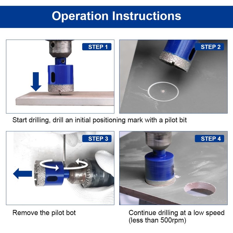 SHDIATOOL Tile Diamond Drill Bits Kit, Porcelain Hole Saw Sets,