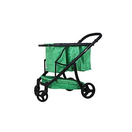 GreenCart Lightweight Shopping Cart with Reusable and Foldable 3 Shopping Bags Easy for Shopping and Carrying Groceries in Store (Black Frame + 3 Blue Baskets)