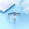 S925 Sterling Silver Semicolon Open Ring Inspirational Awareness Adjustable Ring