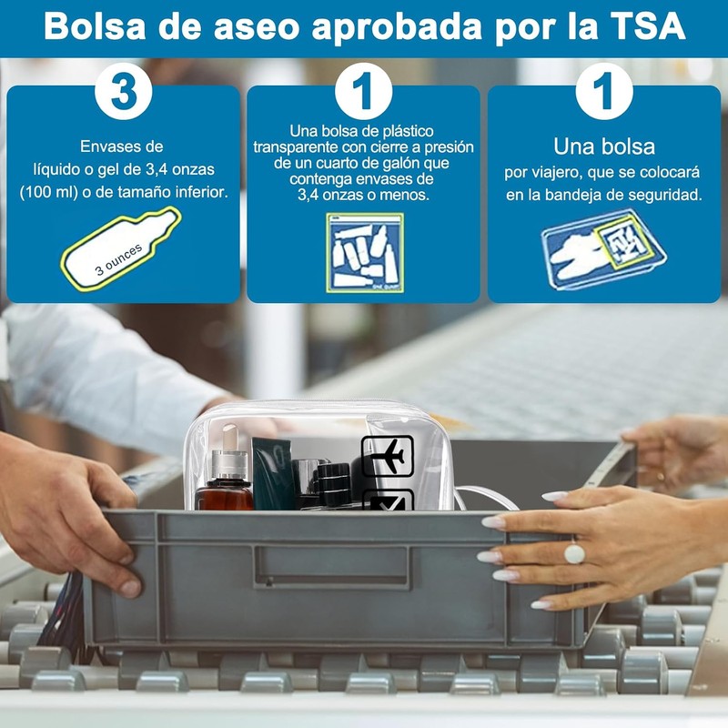 CGBE Set de 3 Neceseres de Viaje Transparentes Impermeables