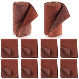 Kit de 10 piezas de gamuza para zapatos de brillo, aplicadores de piel de limpieza, botas, gamuza, Marrón, 3.9 x 19.7 inch