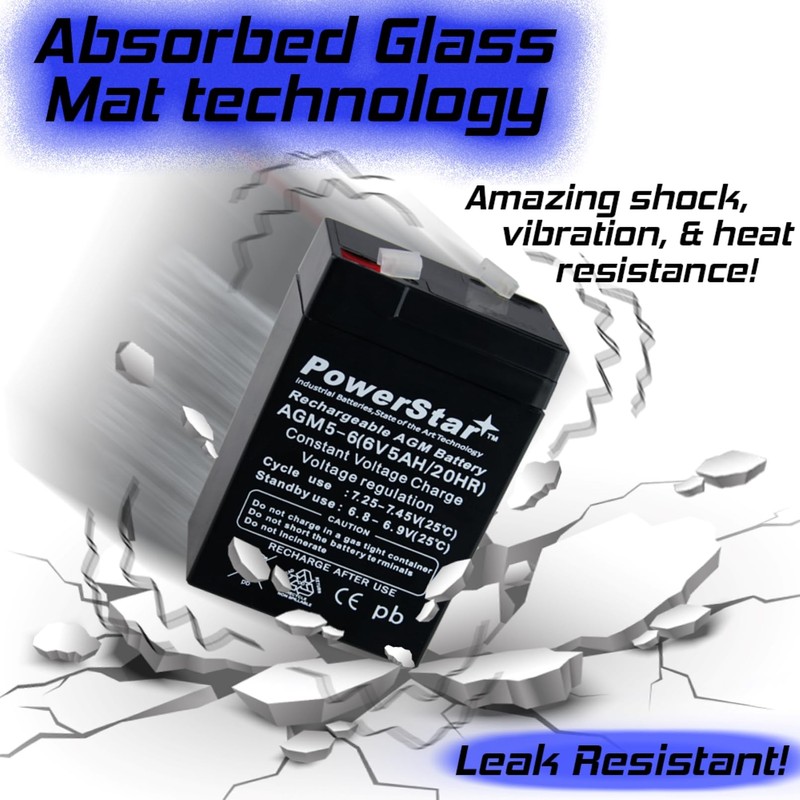 PowerStar 2 Year Warranty 2 Pack 6 Volt 4.5AH Rechargeable