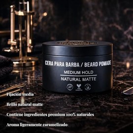 THE SHAVING CO CERA PARA BARBA - BEARD POMADE - Contiene VITAMINAS E y B5 - Pomada para barba base agua - MODELA - HIDRATA - NUTRE TU BARBA - Modela tu barba - FOLÍCULOS SANOS desde la raíz a la punta - Libre de Sulfatos - Cera Barba Suave 2oz / 57gr