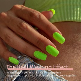 SXVME Gel Nail Tips Medium Square Press on Nails Soft Gel Nails Tips 300Pcs Pre Colored Natrual Neon Green Tips Press ons Soak Off Acrylic Fake Nails Extensions DIY