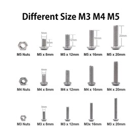 500 Uds. Kit Surtido de Tornillos con Cabeza Hexagonal de Cabeza Plana M5 M4 M3 Kit de Montaje de Tuercas de Tornillo Hexagonal de Acero Inoxidable para Sujetadores Accesorios