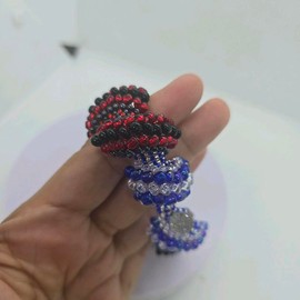 Treljio Pulsera for Orisha Elegua Combined with Oshun Yemaya and Oya Beaded Bracelet in Colorful Beads:_Elegua con Yemaya_9-91/2