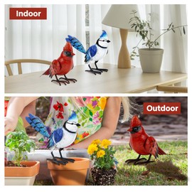 Shorayn Cardinal Decor Garden Statues Metal Bird Yard Art Sculptures,Standing Blue Jay Figurine Outdoor Decoration for Lawn Ornament,Christmas Housewarming Birthday Gifts for Women