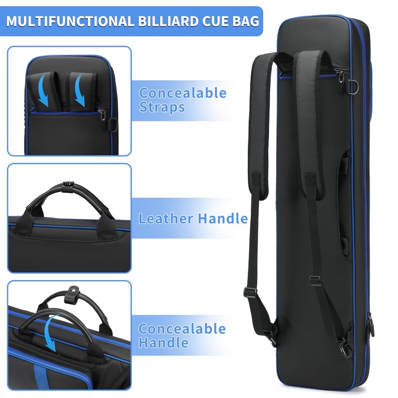 BOSSTIN Pool Cue Case, 5x5 Pool Stick Billiard Cue Accessories