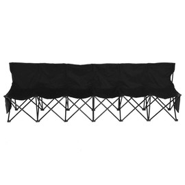YAHEETECH 6 Seats Portable Sideline Folding Bench Soccer Team Bleacher Chair Outdoor Sports Black W/Carry Bag
