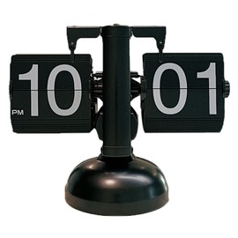 Digital Flip Down Clock Mute Accurate Mechanical Tabletop Flip Clock for Living Room Study Single Foot All Black