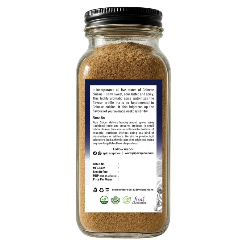 Pipar Spices Chinese Five Spices, 2 oz (57g) Glass Bottle
