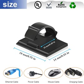 SZFUDIGO Adhesive Cable Holder Management Wire Clips 50 Pcs Black，Suitable for Cables with a Diameter of ≤ 6mm in Cars, Houses, and Offices