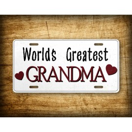 SignsAndTagsOnline World's Greatest Grandma Cute License Plate Rustic Grandmother Auto Tag