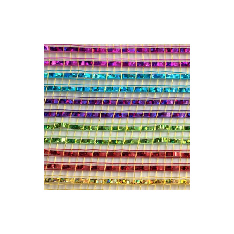 10" Wide Foil Stripes Poly Deco Mesh: Bright Multi (10