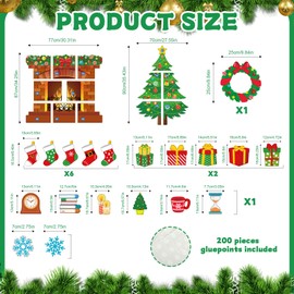 80 Pcs Christmas Bulletin Board Decoration Christmas Tree Fireplace Bulletin Board Xmas Hearth Cutouts Holiday Bulletin Board Decorations for Office School Home Winter Party Decoration