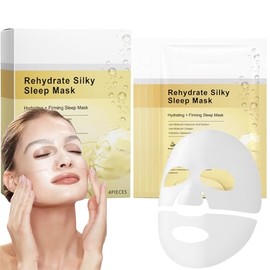 Bio Collagen Face Mask,Anti Wrinkle Mask,Advanced Snail Mucin & Collagen Hydrogel Face Mask - Korean Overnight Skincare for Glass Skin, Hydrating Anti-Aging Sheet Mask (Yellow)