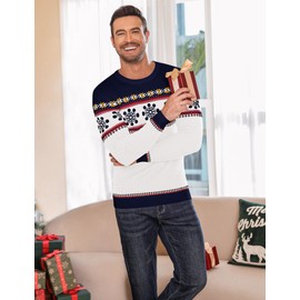 LecGee Men Women Oversized Knit Sweater Solid Vintage Pullover Sweater Unisex Woven Crewneck Knitted Tops(White,M)