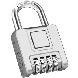 Heavy Duty Combination Padlock, Diyife Outdoor Weatherproof Lock with 4 Digit, for School Gym Locker, Fence, Gate, Storage Unit (Silver)